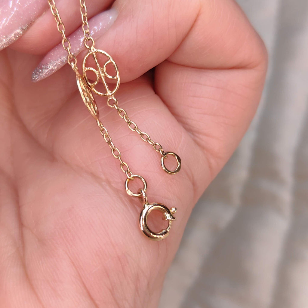 14k Yellow Gold Wheel Bracelet - Vintage Minimalist Chain