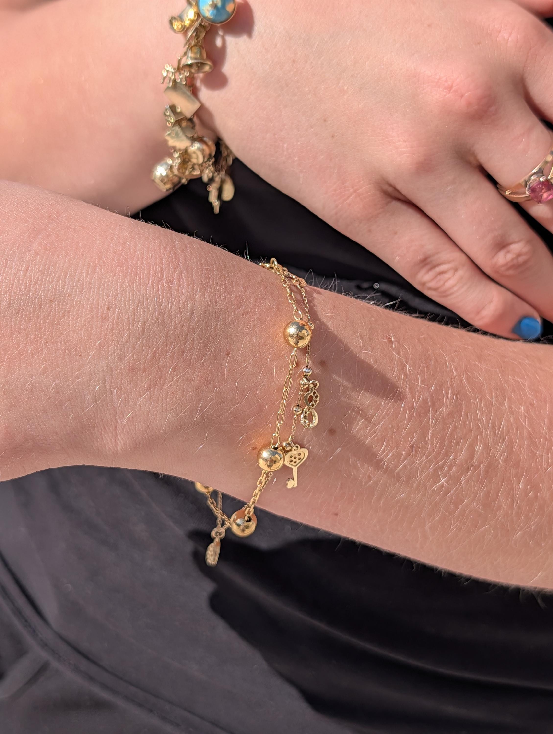 18k Solid Yellow Gold Link Ball Chain Bracelet, Hallmarked Handmade beads bracelet, Vintage Antique Style Unisex Gift Bracelet, 20cm, 3 gr