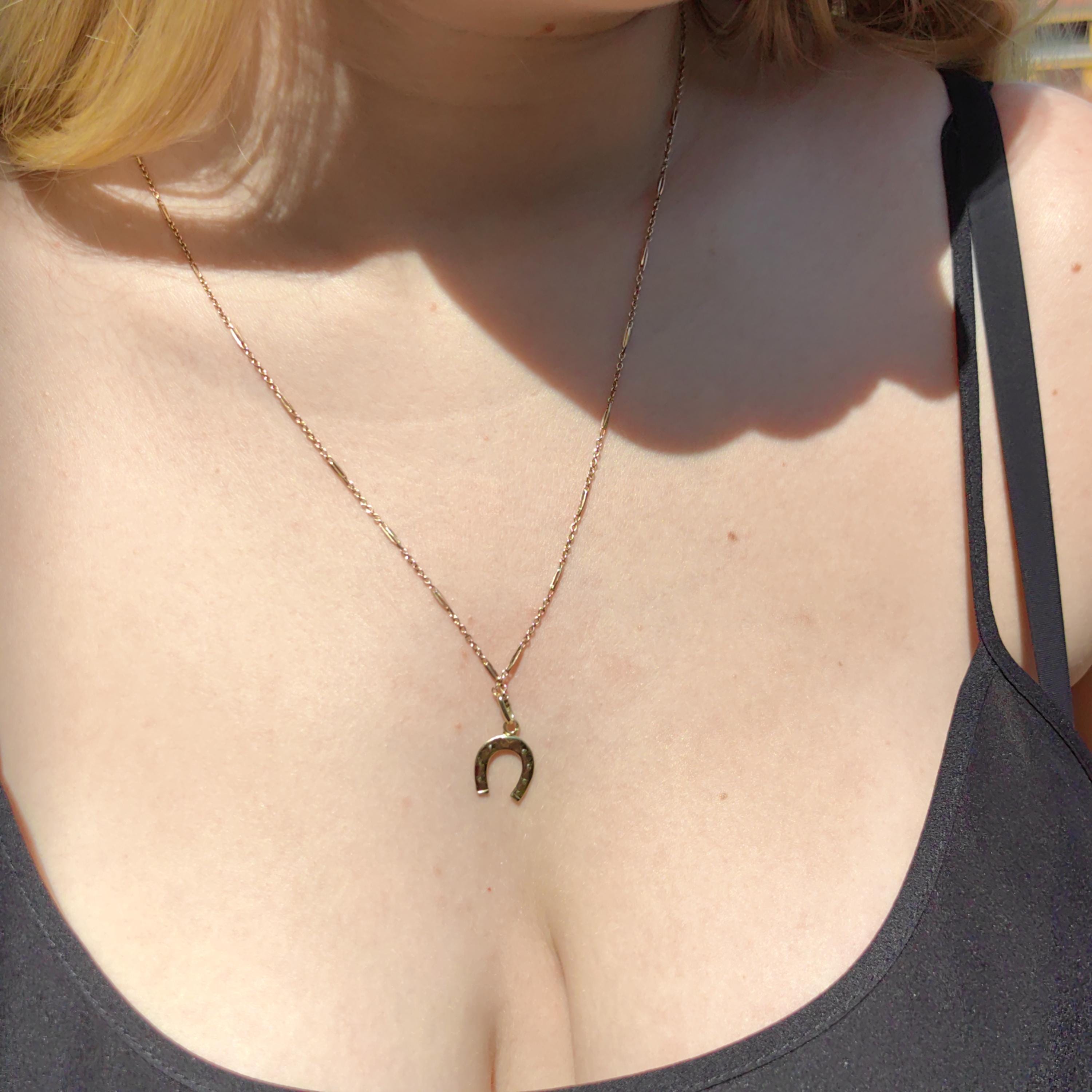 Antique 14k Gold Horseshoe Pendant: Equestrian Luck Charm