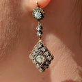 Antique 1.4ct Diamond Dangle Earrings: 1930s Art Deco 18k Gold & Silver