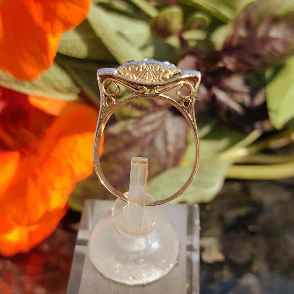 Art Deco 1920s Vintage Diamond 14k Solid Yellow Gold Unisex Chevalier Large Antique Statement Ring Gift Present