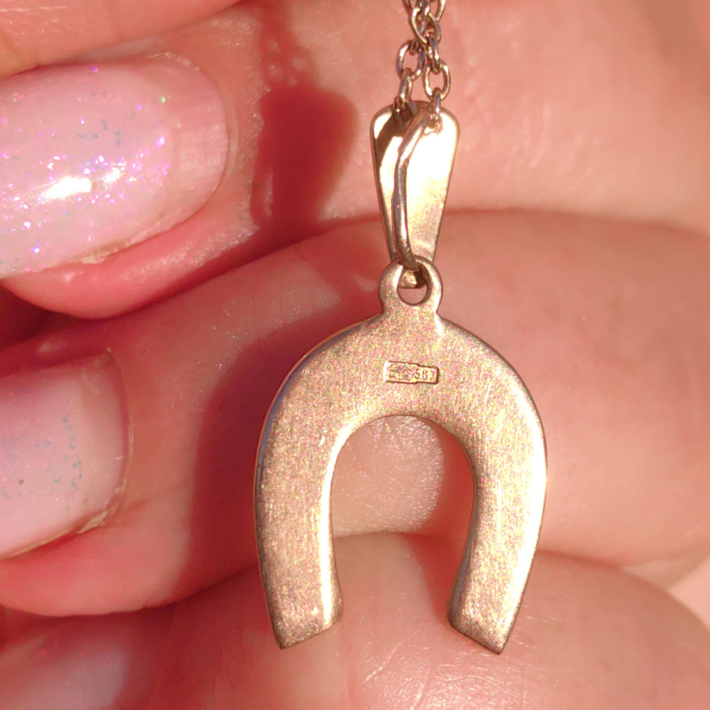 Antique 14k Champagne Gold Horseshoe Pendant: Equestrian Luck Charm