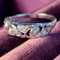 1940s Diamond Floral 18k White Gold Wedding Band Ring