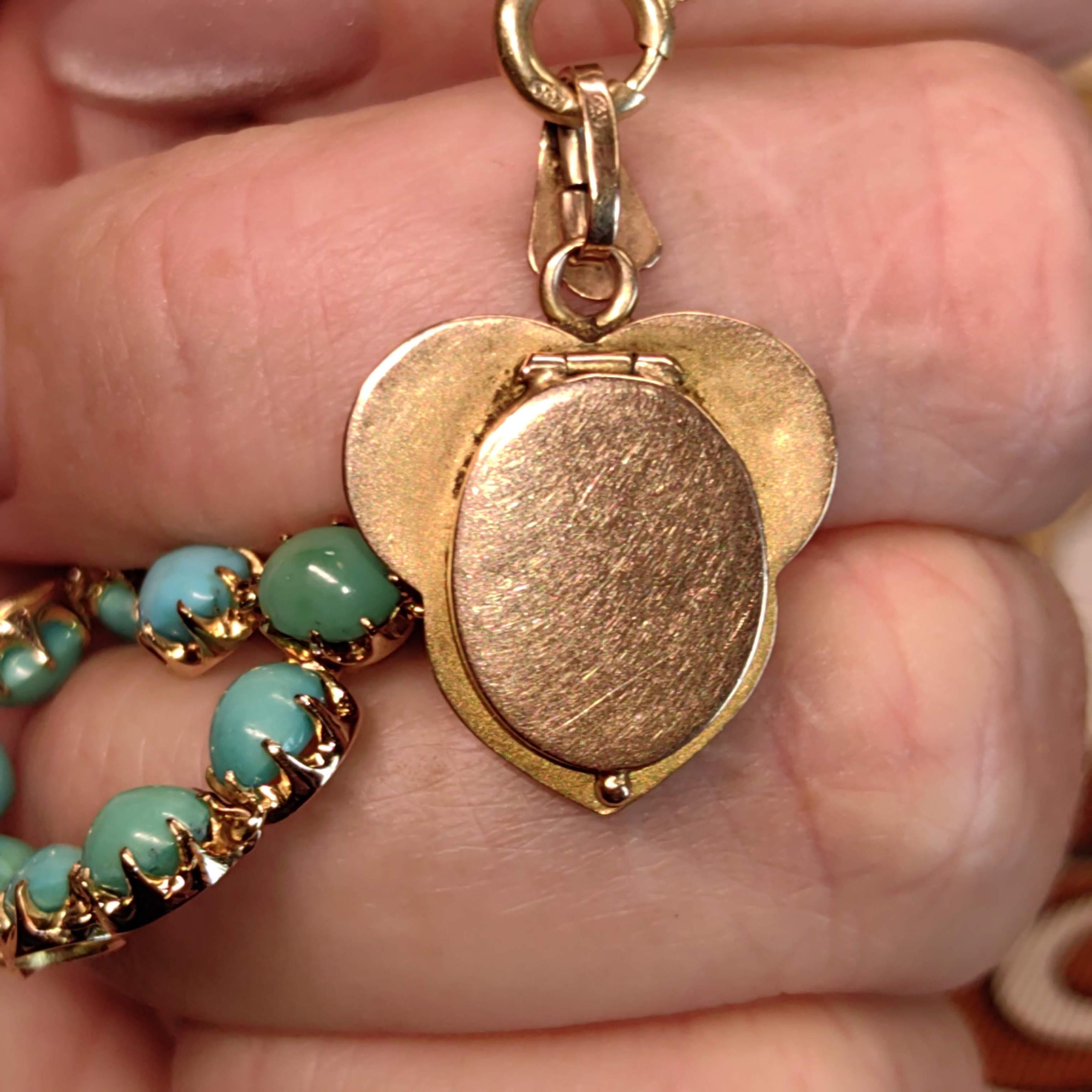 Art Nouveau 1900s  Pearl and 14k Solid Yellow Rose Champagne Gold Hand Painted Fire Enamel Women Portrait Miniature Pendant Gift for Her