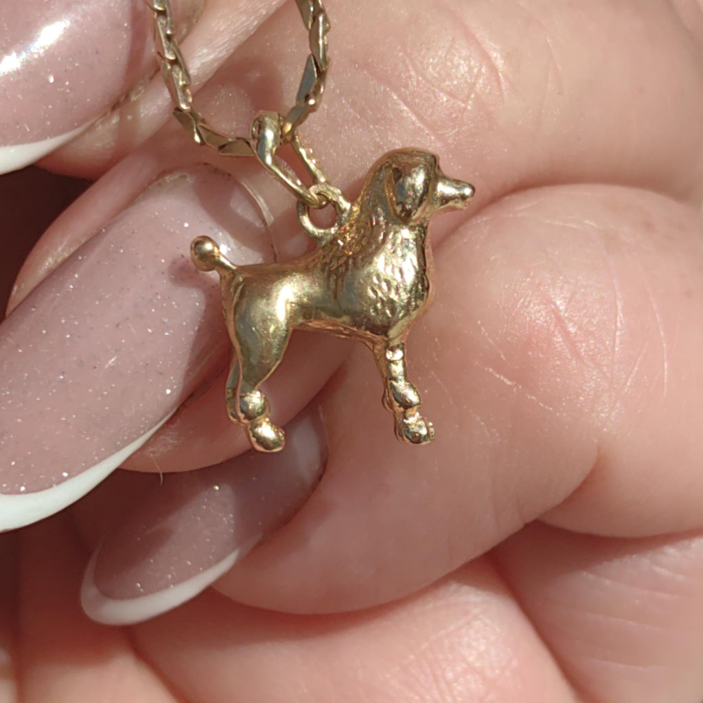 Vintage 18k Gold Poodle Pendant: Mid-Century Dog Charm