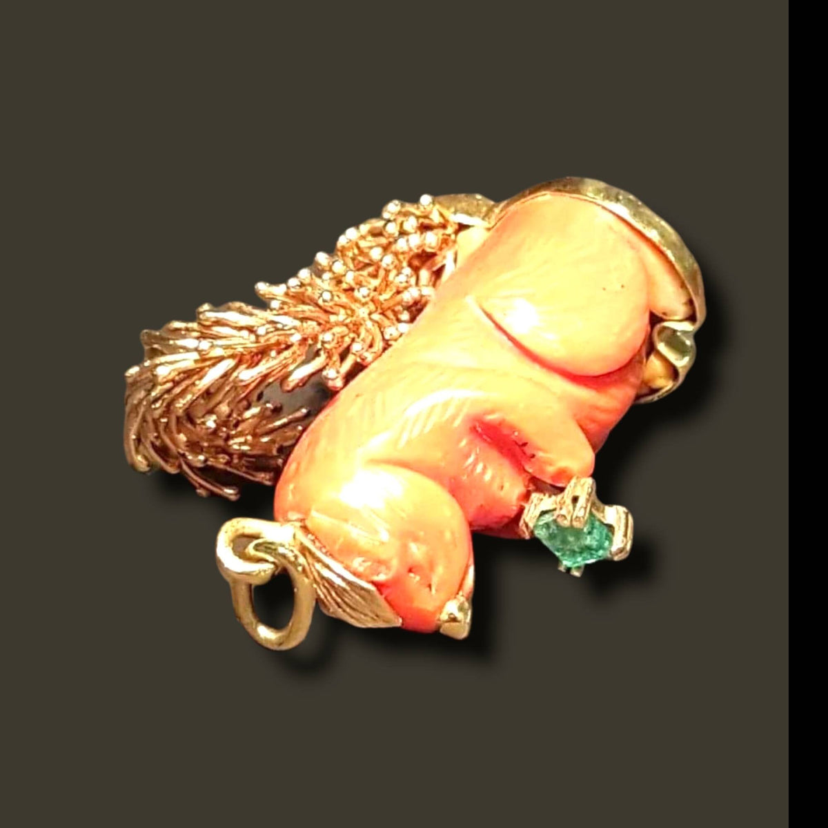 Coral squirrel pendant