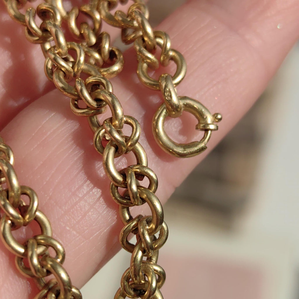 18k 750 Hallmarked Solid Yellow Gold Link Chain Handmade Elegant 46cm Necklace  Victorian Antique Gift for Her Present