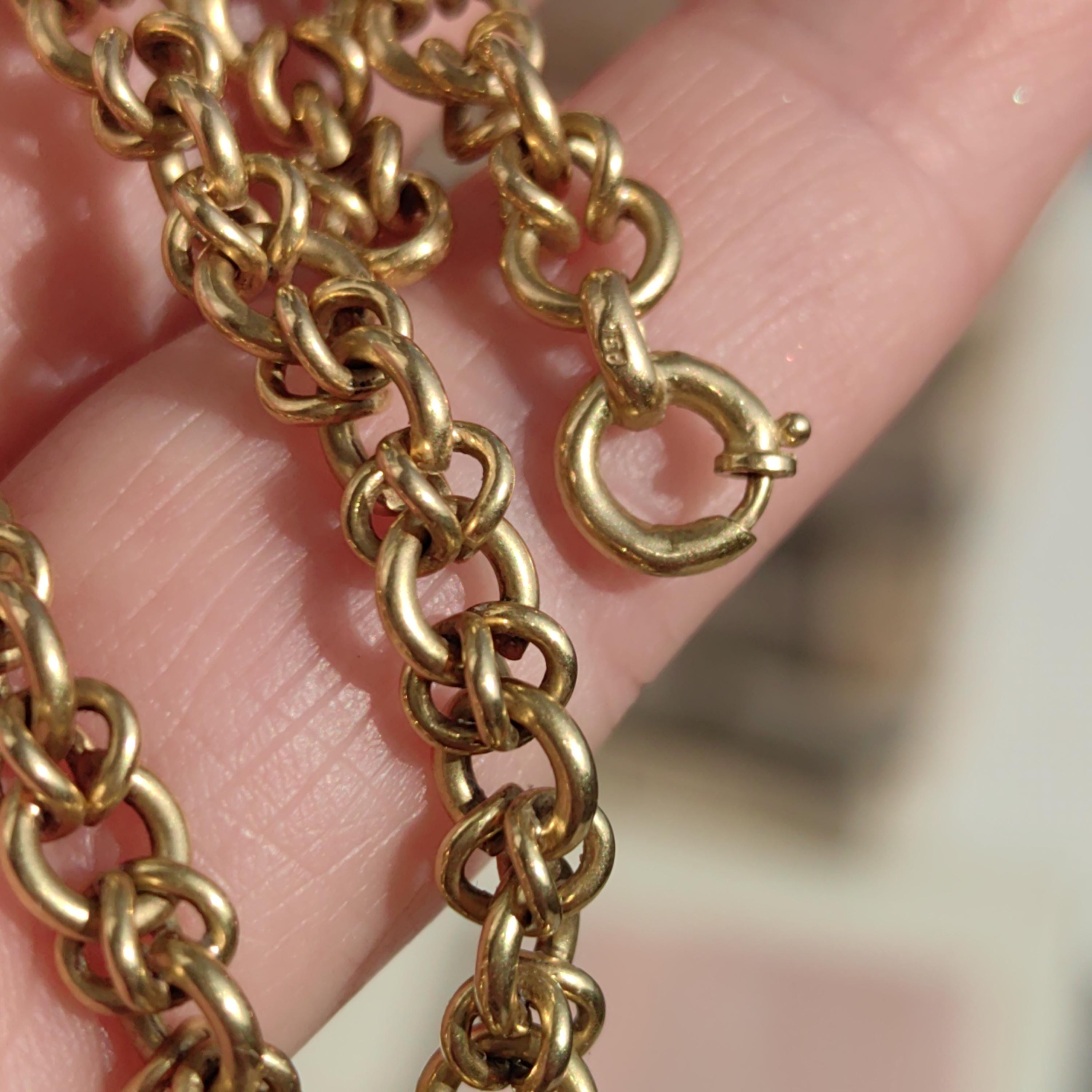 18k 750 Hallmarked Solid Yellow Gold Link Chain Handmade Elegant 46cm Necklace  Victorian Antique Gift for Her Present