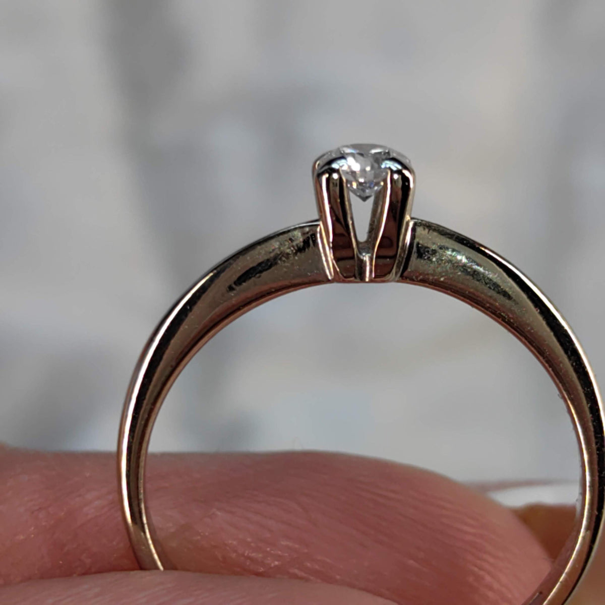 Vintage 0.15ct Natural Diamond Solitaire Solid 14k Hallmarked Gold Engagement Wedding Ring Band Gift for Her Present