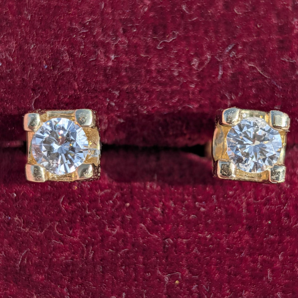 0.50ctw Studs Vintage 14k Solid yellow Gold Natural Diamond  Earrings Brilliant Cut  F VS-SI Solitaire Push Back 1980s Gift Gold Poussettes