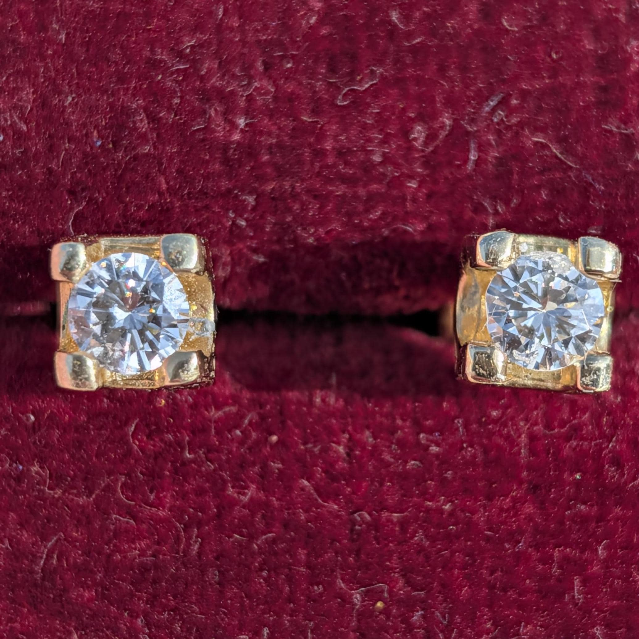 0.50ctw Studs Vintage 14k Solid yellow Gold Natural Diamond  Earrings Brilliant Cut  F VS-SI Solitaire Push Back 1980s Gift Gold Poussettes