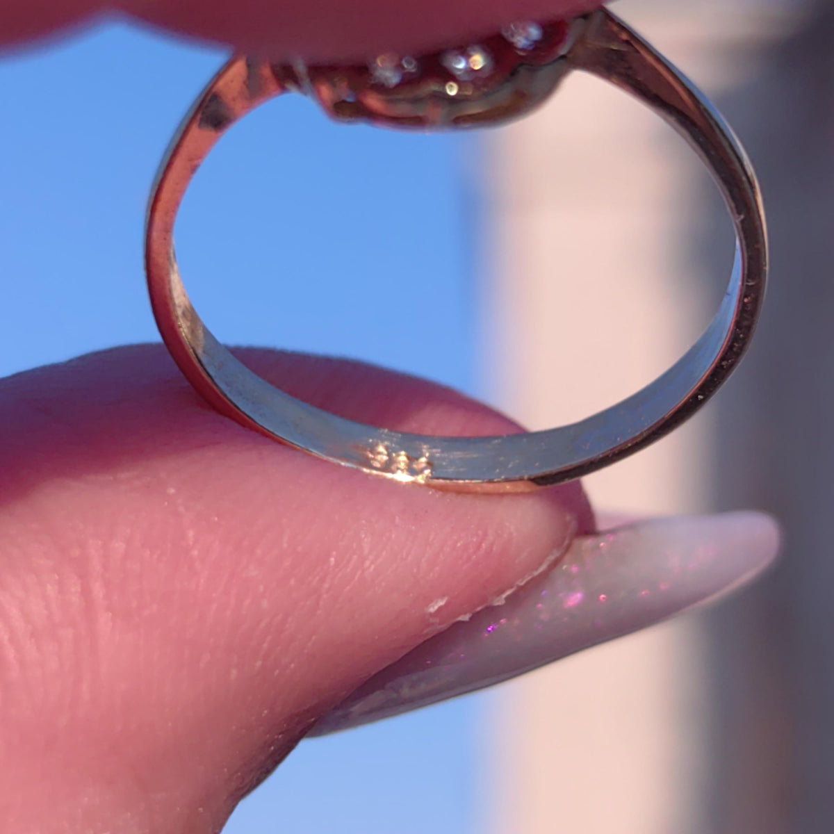 Mid-Century Sapphire Diamond Ring: 14k Gold Floral Engagement Ring, Size 8