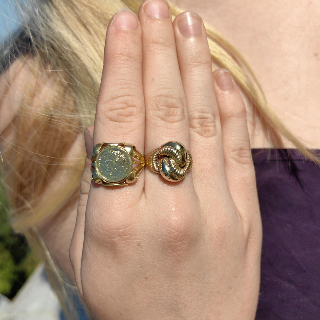 Art Deco 14k Yellow Gold Snail Ring: 1940s Statement Jewelry