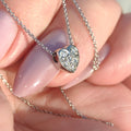Diamond Heart Pendant Italian Necklace 18k Solid White Gold with Chain Vintage Dainty wedding Elegant Love Jewelry Valentines Gift  Her wife