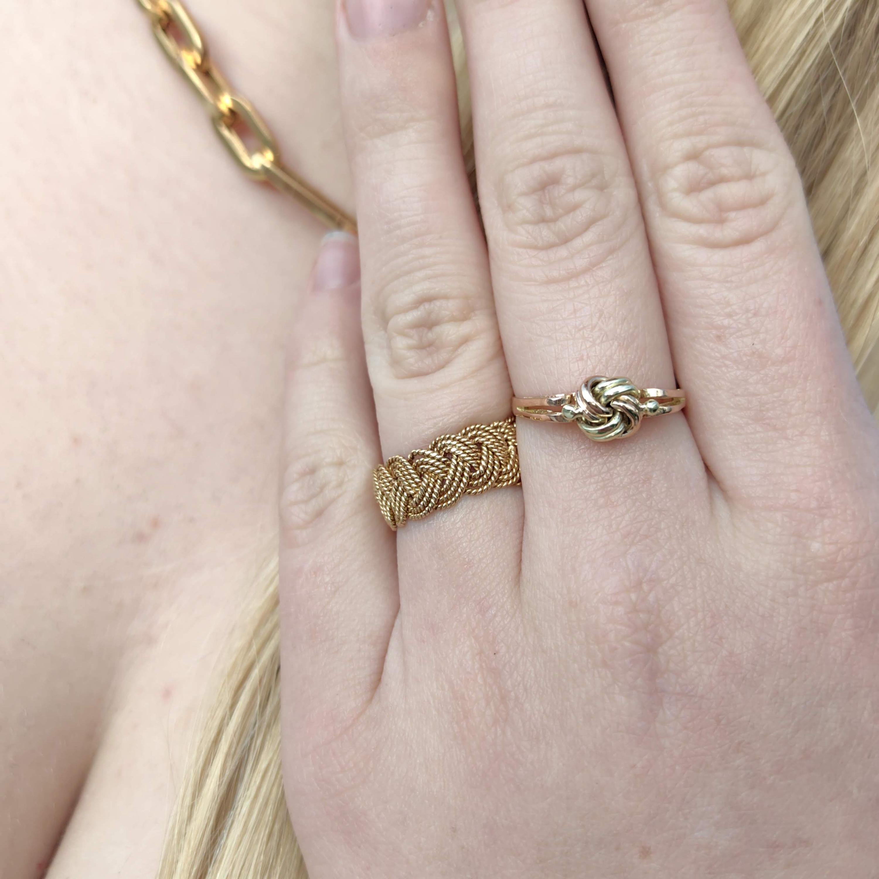 18k Yellow Gold Braided Knot Ring: Handmade Vintage Wedding Band
