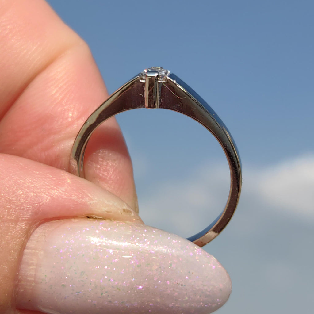 Princess Cut Diamond Solitaire Ring: 0.16ct 14k White Gold Engagement