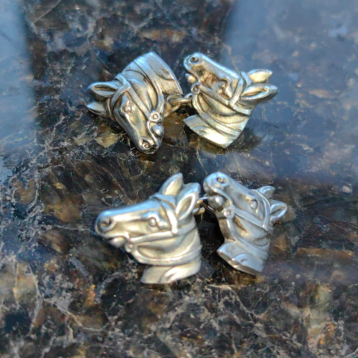 Vintage Antique 1900s Silver Plated Metal Horse Equestrian Horse Riding Cufflinks Mans Accessories Elegant  Gift Present  for Him