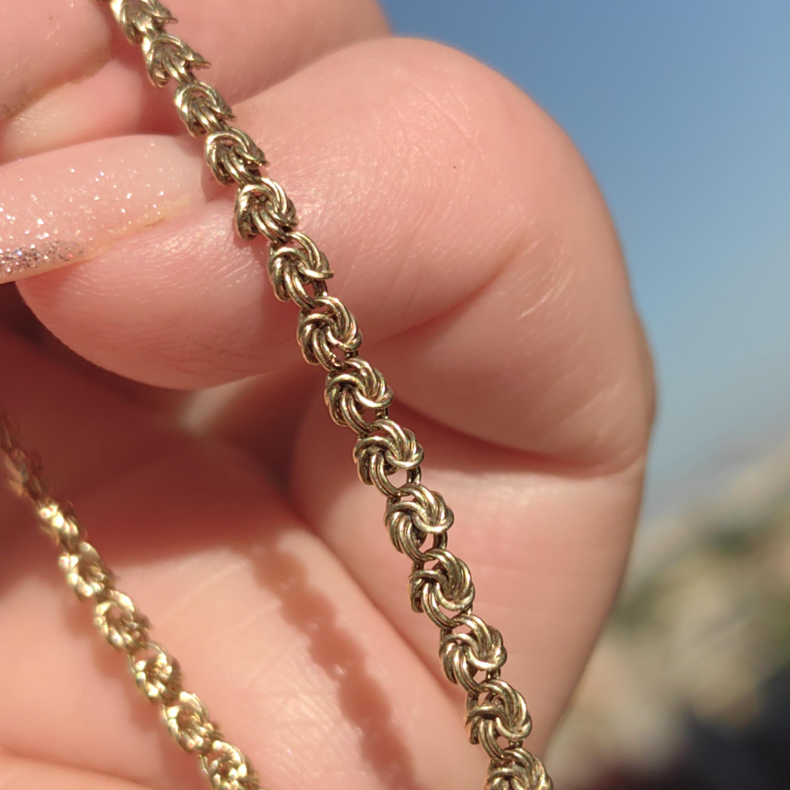 Hallmarked 14k Solid Yellow Rose Champagne Gold Rope Chain Mid century Bracelet Antique Elegant Unisex Jewellery Gift Present