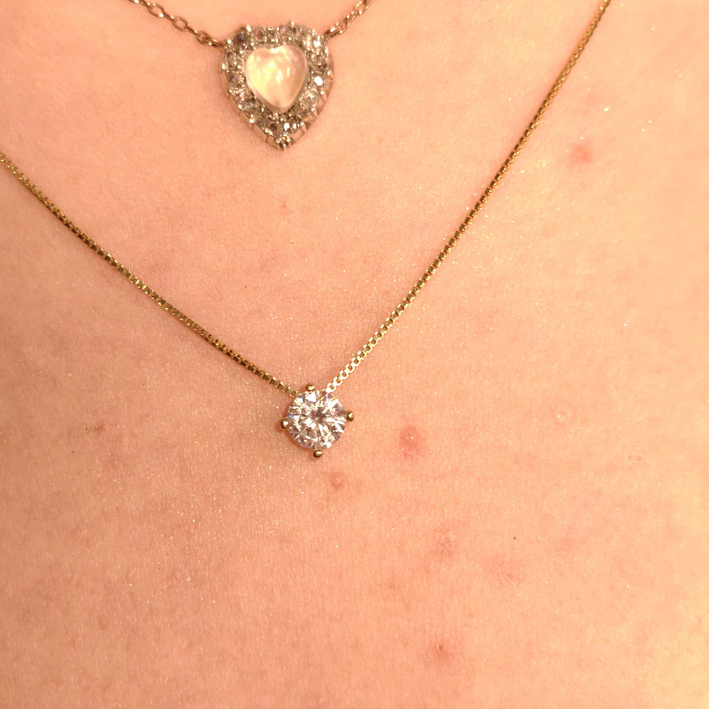 Diamond Solid 14k Solid Gold Vintage solitaire pendant Gift for Her Elegant Dainty Classic Necklace