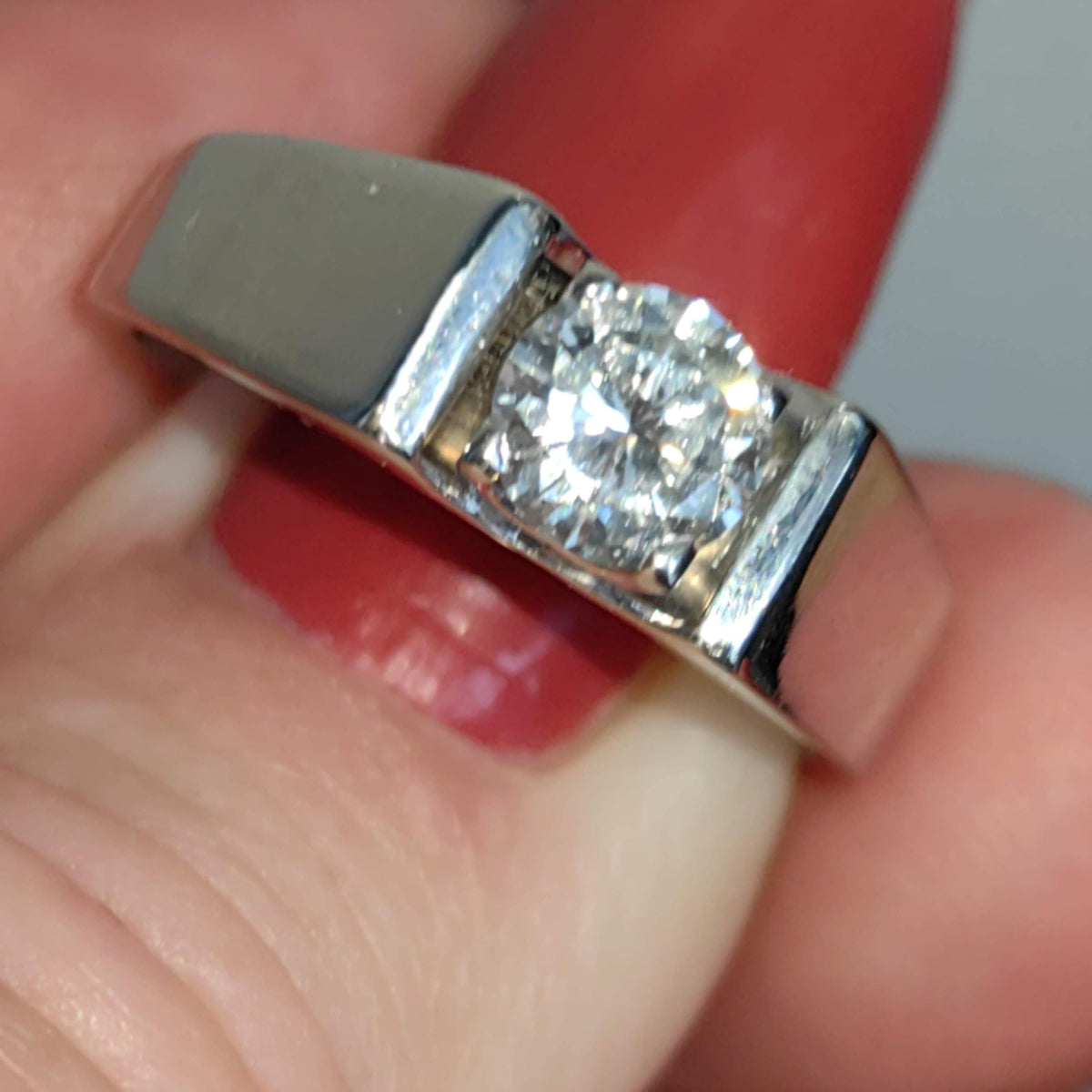 0.8 ct. Diamond Solitaire Hallmarked 18k 750 Solid White Gold Statement Unisex Ring for Men, Big Diamond Wedding Engagement Ring Gift