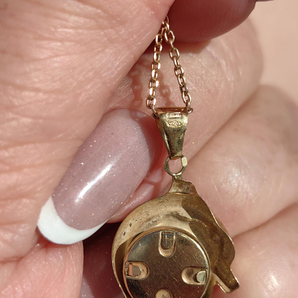 Lapis Lazuli Dolphin Pendant: 14k Yellow Gold Vintage Charm