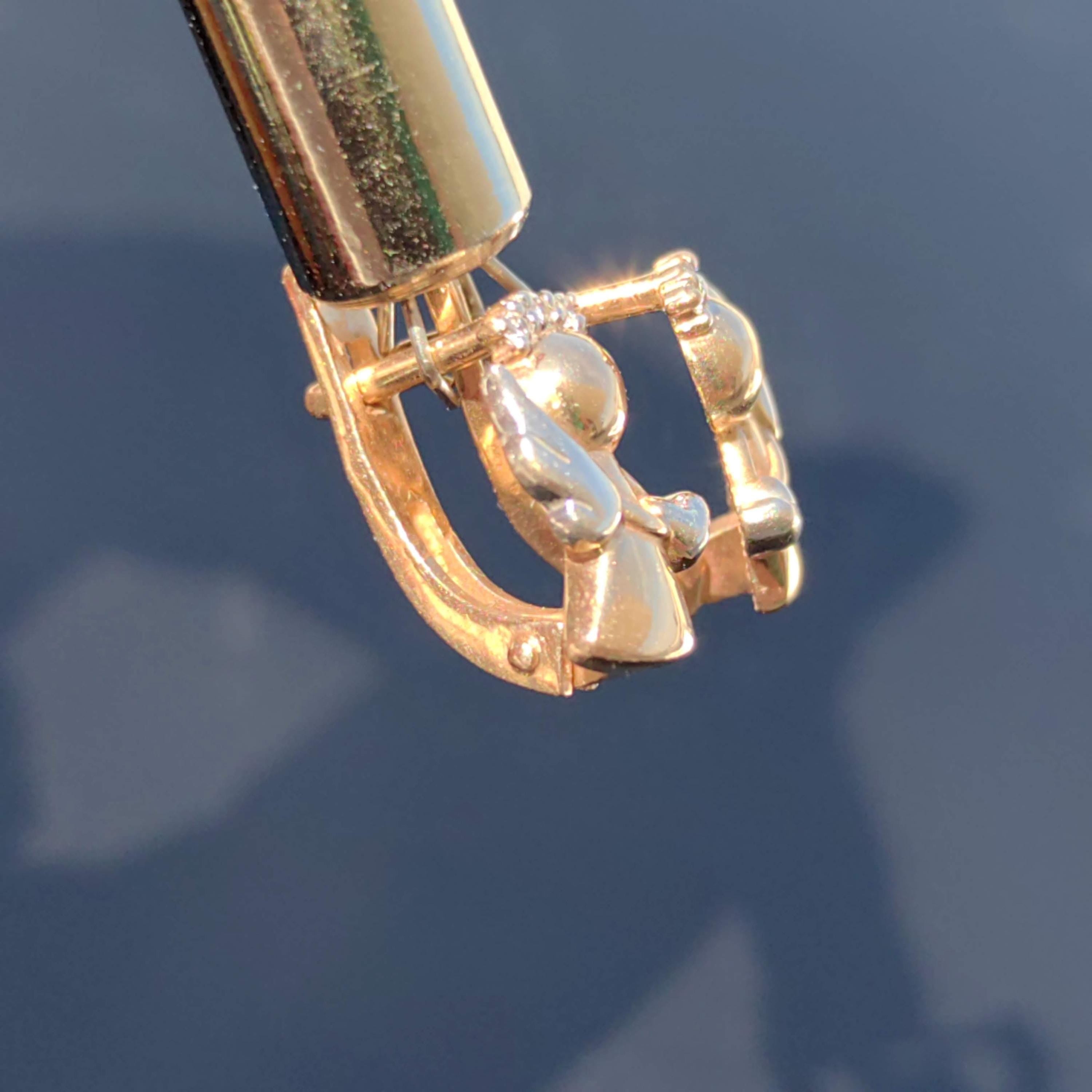 14K Yellow Gold Angel Earrings: Diamond Studs, Religious Jewelry