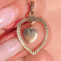 14k Yellow Gold Interlocking Hearts Pendant: Vintage Romantic Gift