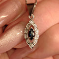 Vintage 14k Solid Yellow Gold Blue Sapphire Cluster Natural Diamond Necklace Pendant Bracelet Charm Gift for Her Retro Antique Pendant