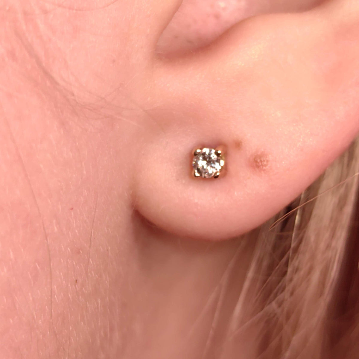 Natural Diamond Stud Earrings 14k 585 Solid Yellow Gold Vintage Classic Solitaire Geometric Minimalist Push Back Fine Jewelry Gift for Her