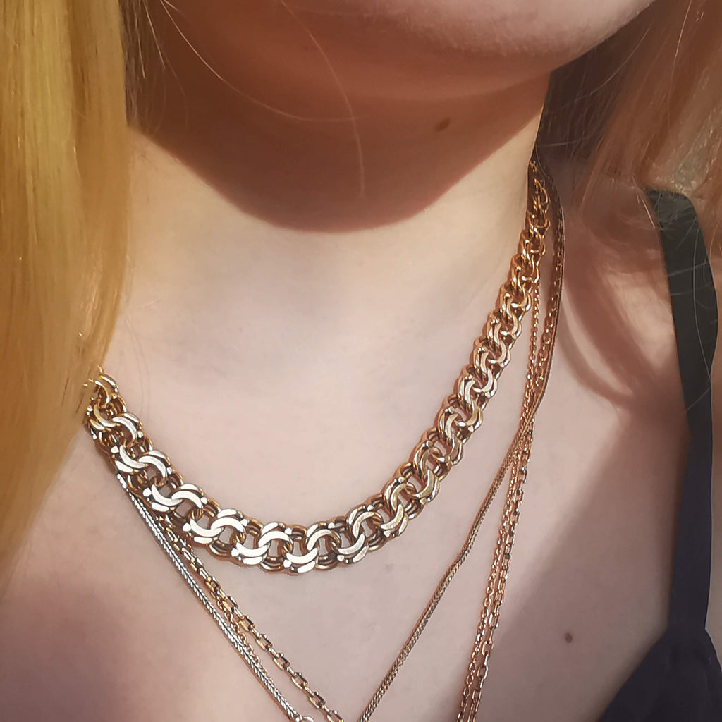 Vintage Bismarck 18k Gold Chain Necklace: Handmade 47.6 gr Solid Gold
