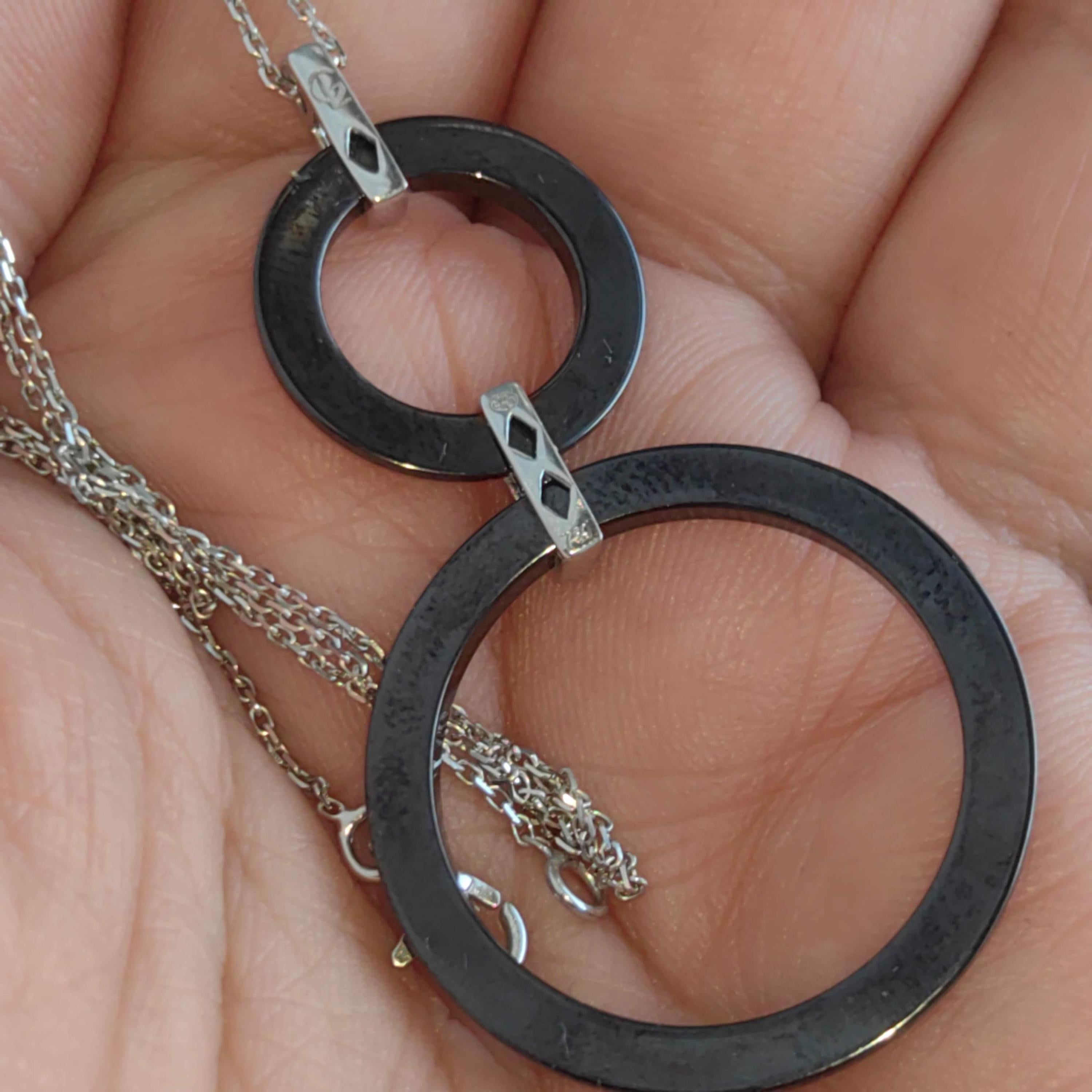 Art Deco Round Black Onyx Diamond Solid 18k White Elegant Statement Gold Pendant Necklace Vintage Charm Gift for Her