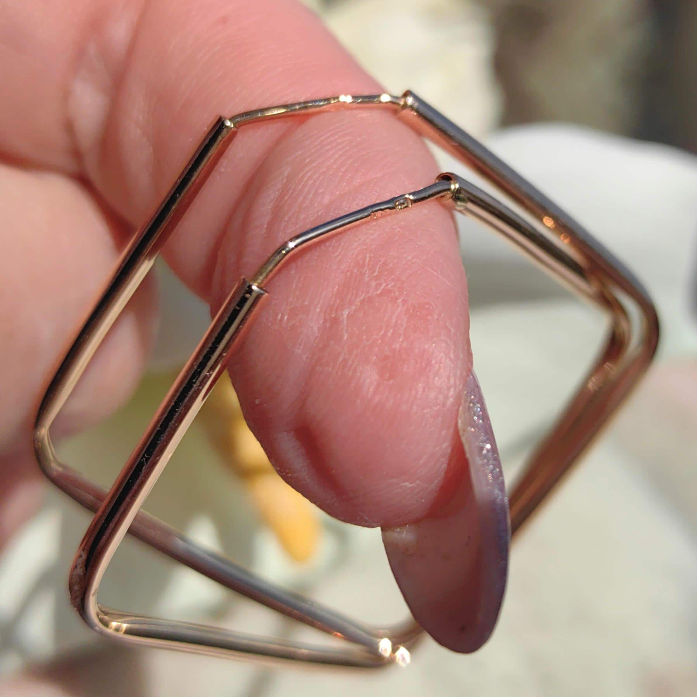 Vintage 14k Yellow Gold Square Hoop Earrings: Minimalist Geometric Jewelry