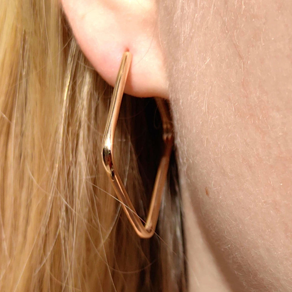 Vintage 14k Yellow Gold Square Hoop Earrings: Minimalist Geometric Jewelry