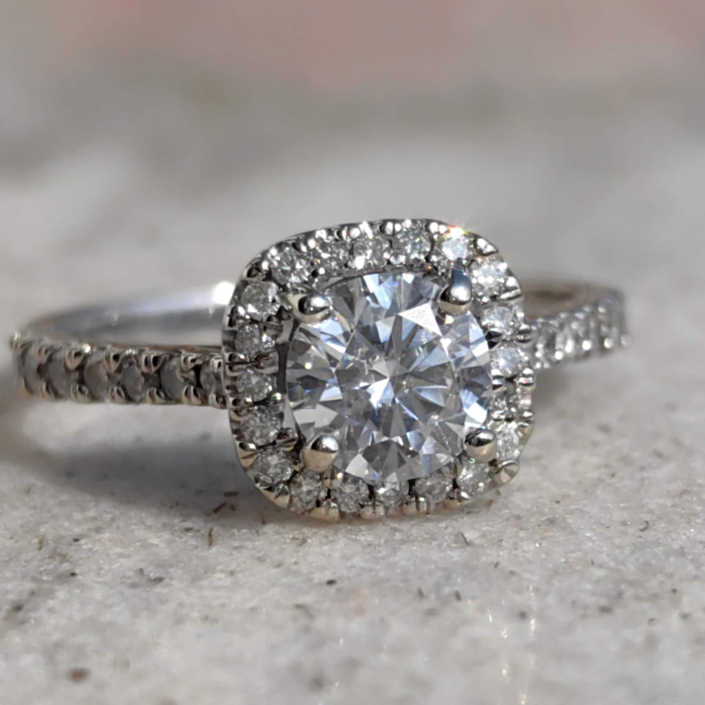 Vintage 10k White Gold Cubic Zirconia Cluster Engagement Ring - Size 6.5