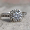Vintage 10k White Gold Cubic Zirconia Cluster Engagement Ring - Size 6.5