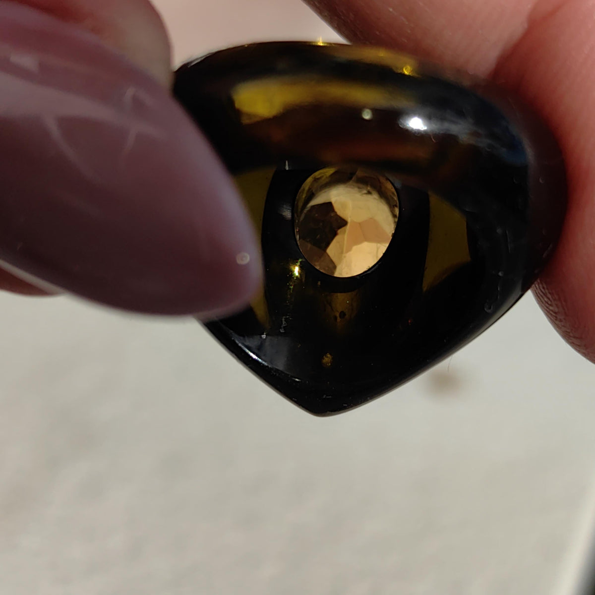 Golden Pear Citrine Ring 18k Yellow Gold Resin Band Statement Cocktail Ring