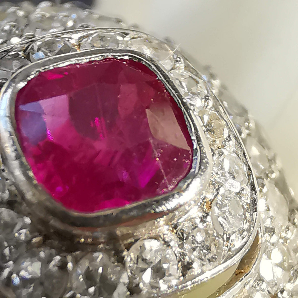 Original 1930sArt Deco 0.45ct Natural Ruby 0.95ct Diamond Platinum Ring