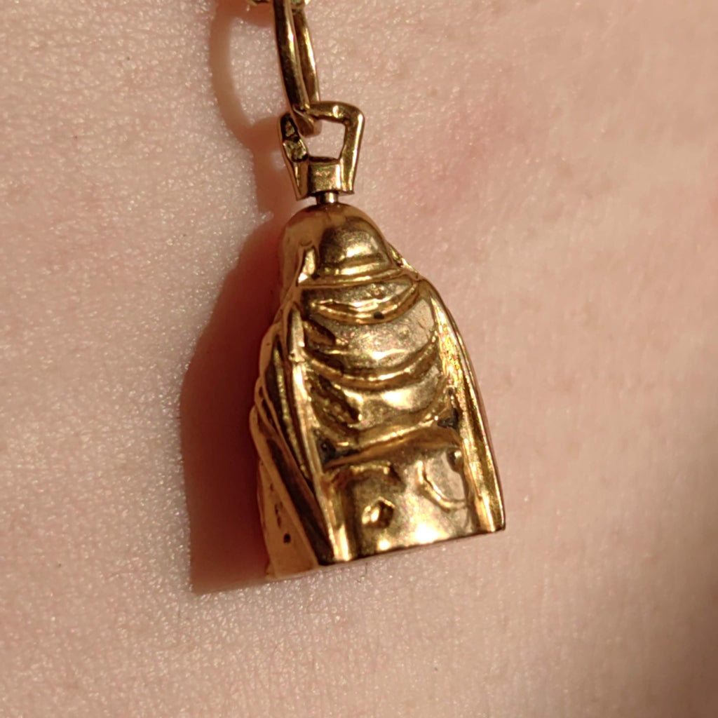 Antique 1920s Chinese Buddha 18k Solid Yellow Hallmarked Gold Hand Carved Buddhist Oriental Pendant Asia Gift Present
