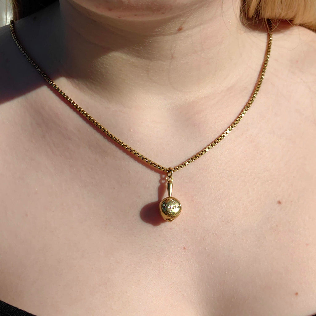 Vintage 18K Gold Maracas Charm Pendant - Calypso Engraved