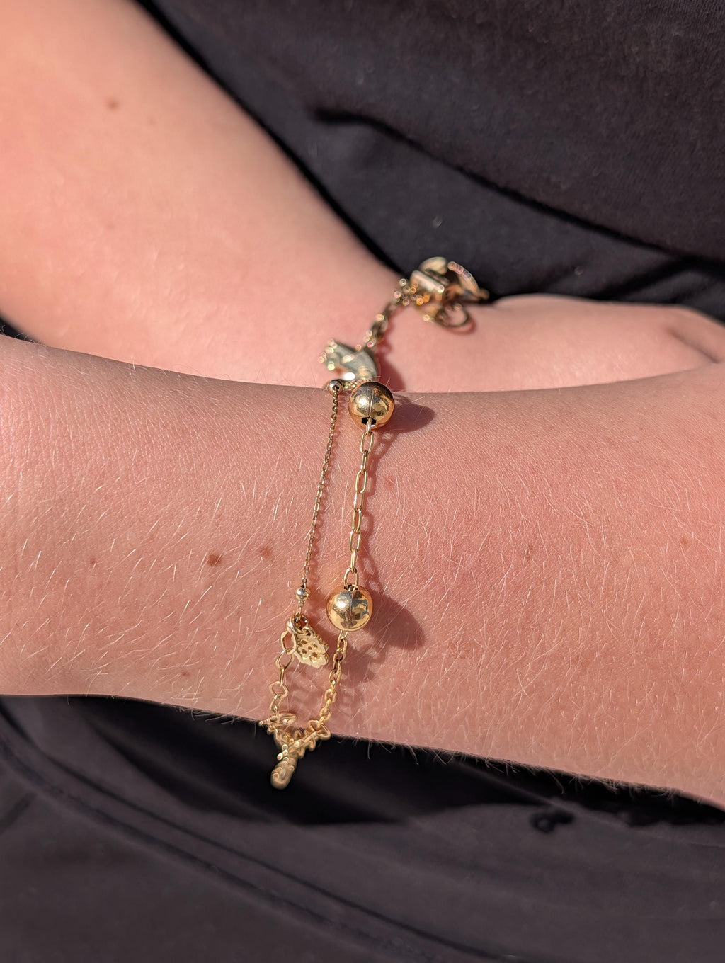 18k Solid Yellow Gold Link Ball Chain Bracelet, Hallmarked Handmade beads bracelet, Vintage Antique Style Unisex Gift Bracelet, 20cm, 3 gr
