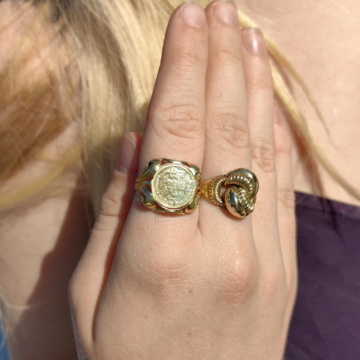 Art Deco 14k Yellow Gold Snail Ring: 1940s Statement Jewelry