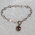 Art Nouveau Link Bracelet 14k Yellow Rose Gold Antique 1900s Four Leaf Clover Charm Bracelet Dainty Lucky Jewelry Gift HTS 9706 US duty free