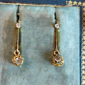 Original 1920s Art Deco Solitaire Dangle 0.30 ct. Bezel setting Diamonds Solid Hallmarked 18k Gold Antique Sleepers Dormouse Earrings