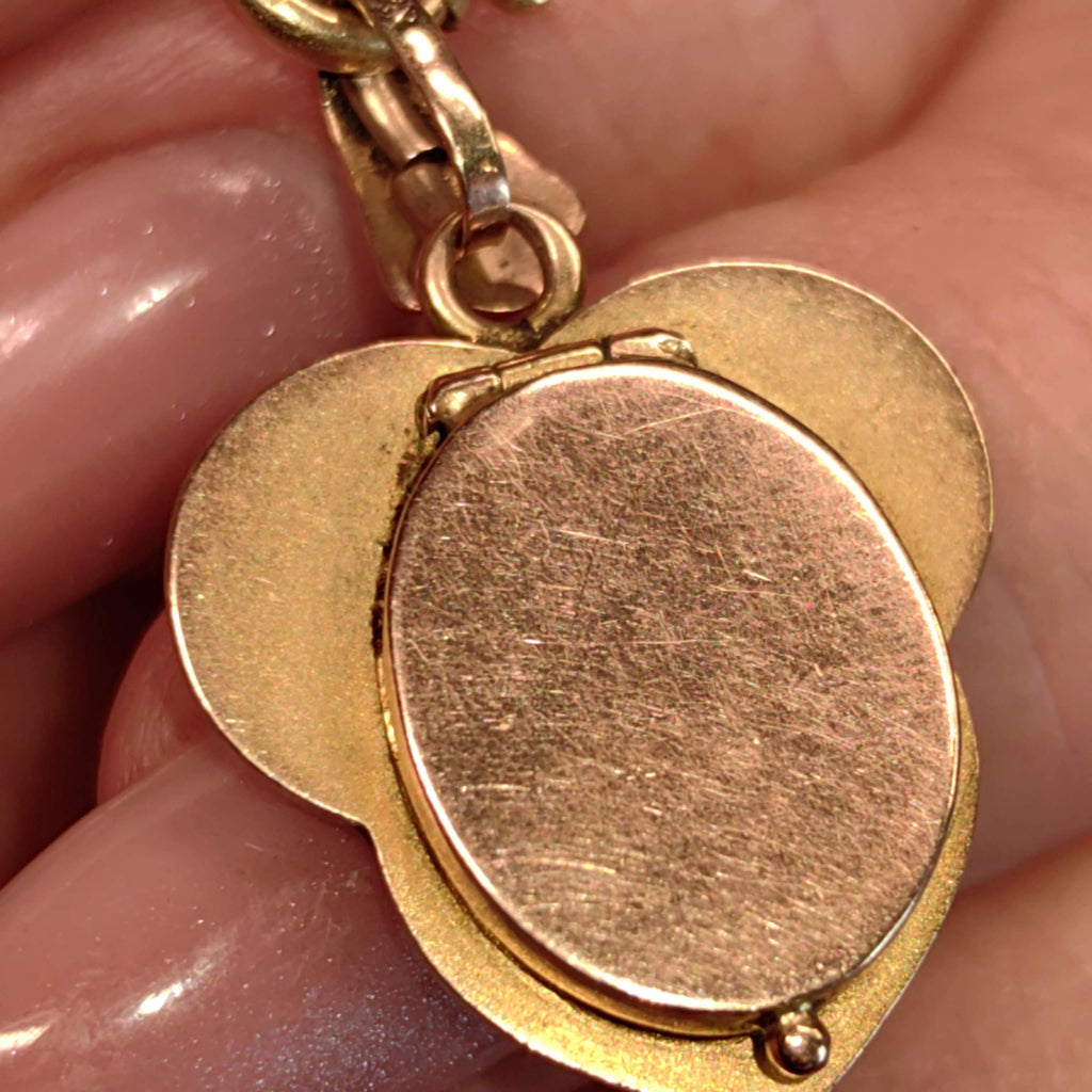 Art Nouveau 1900s  Pearl and 14k Solid Yellow Rose Champagne Gold Hand Painted Fire Enamel Women Portrait Miniature Pendant Gift for Her