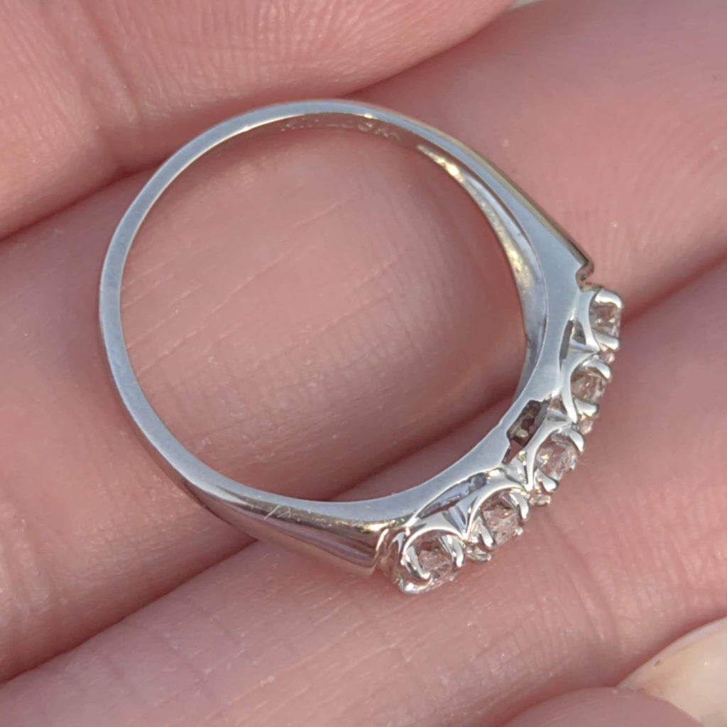 Diamond 14K White Gold Half Eternity Wedding Band Ring