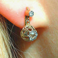 1940s Art Deco Diamond 18k Gold Earrings: Lever Back Dormeuse