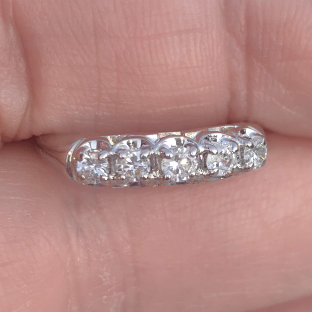 Diamond 14K White Gold Half Eternity Wedding Band Ring