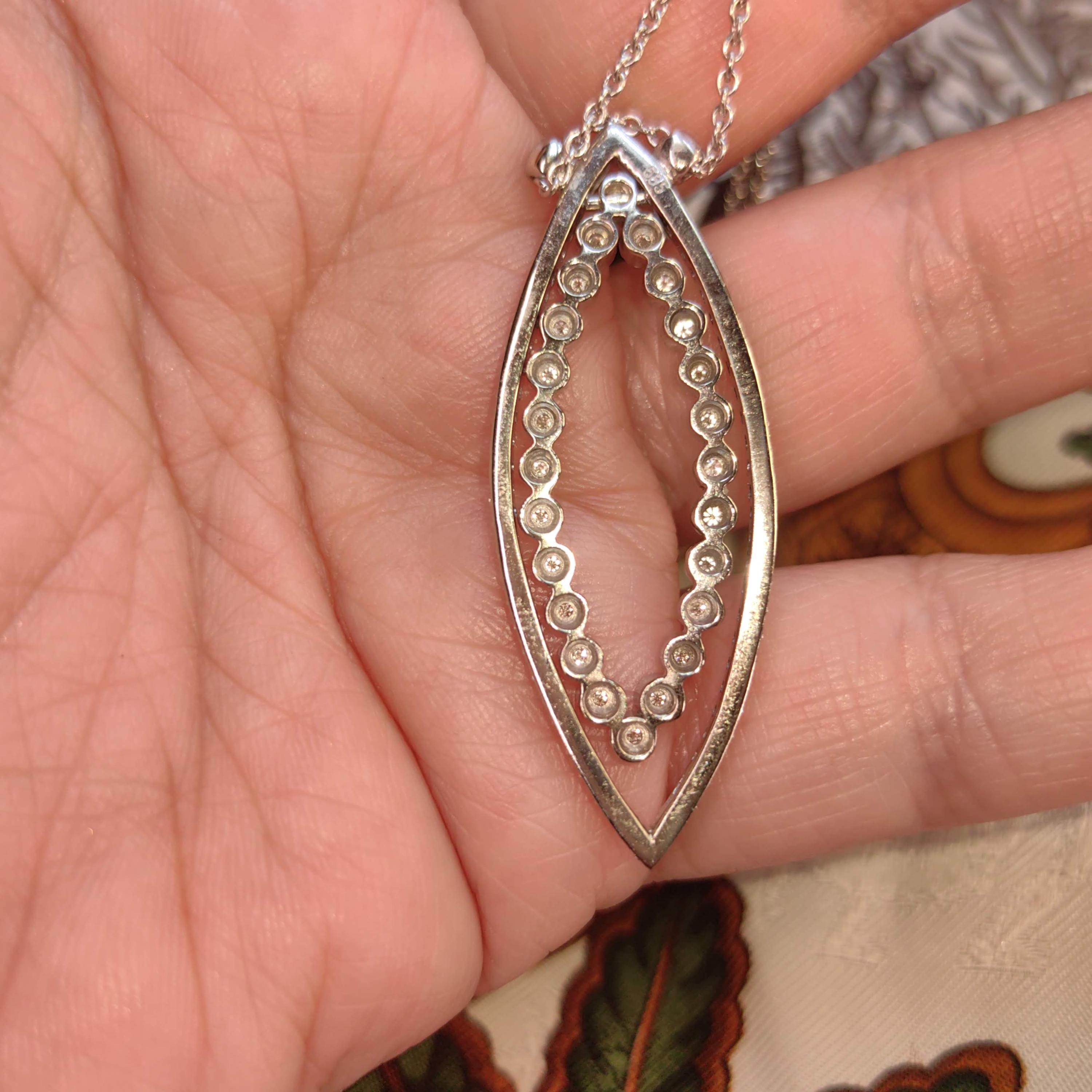 1.5ct Diamond 14K White Gold Necklace: Vintage Pavé Pendant