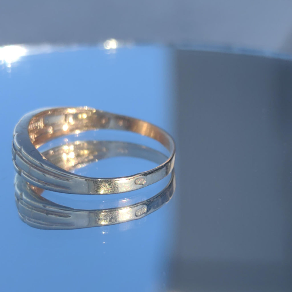 Dainty 14k Solid Yellow Rose Gold Small Elegant Stackable Ring Floral Geometric Vintage Band Gift for Her Present Wedding band