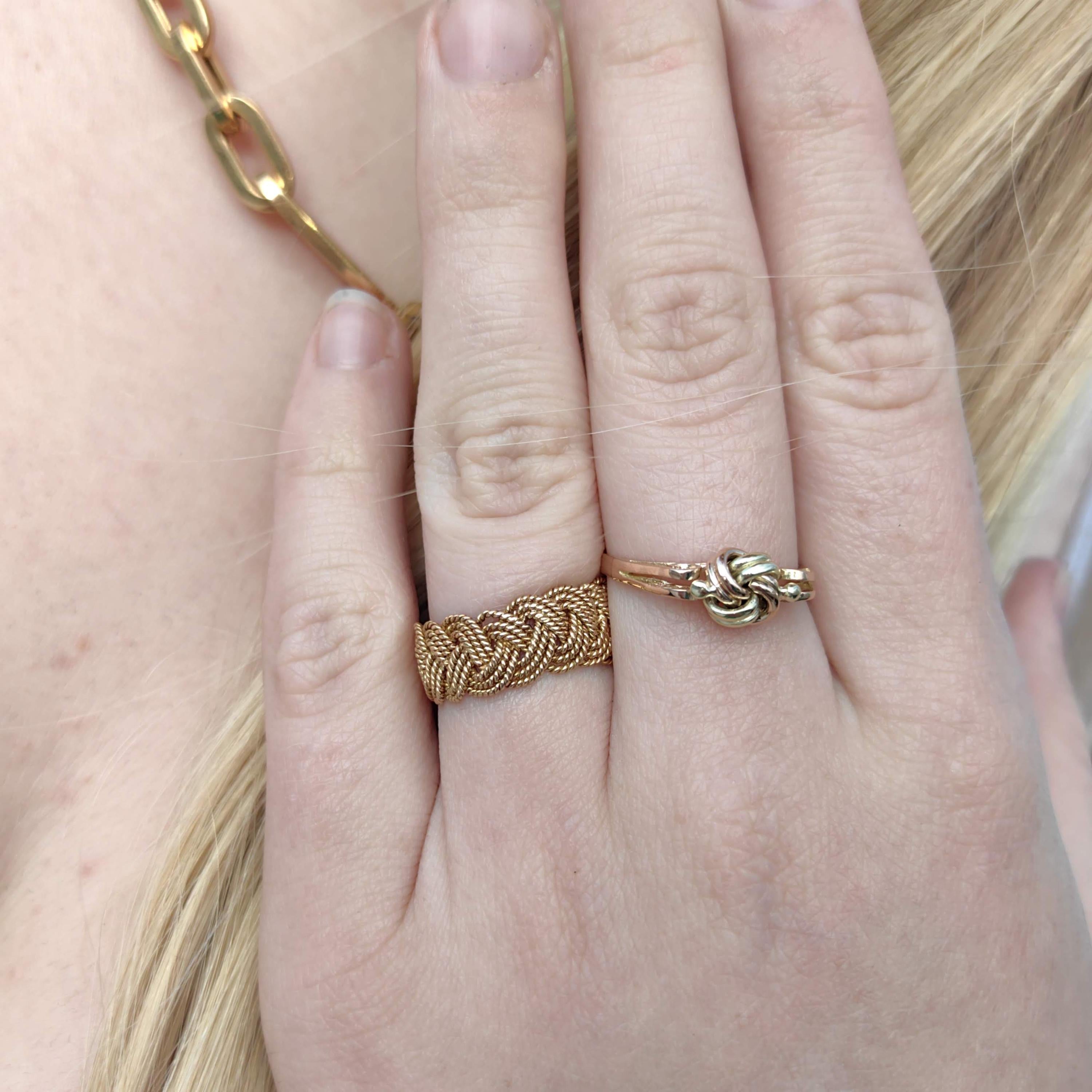 18k Yellow Gold Braided Knot Ring: Handmade Vintage Wedding Band